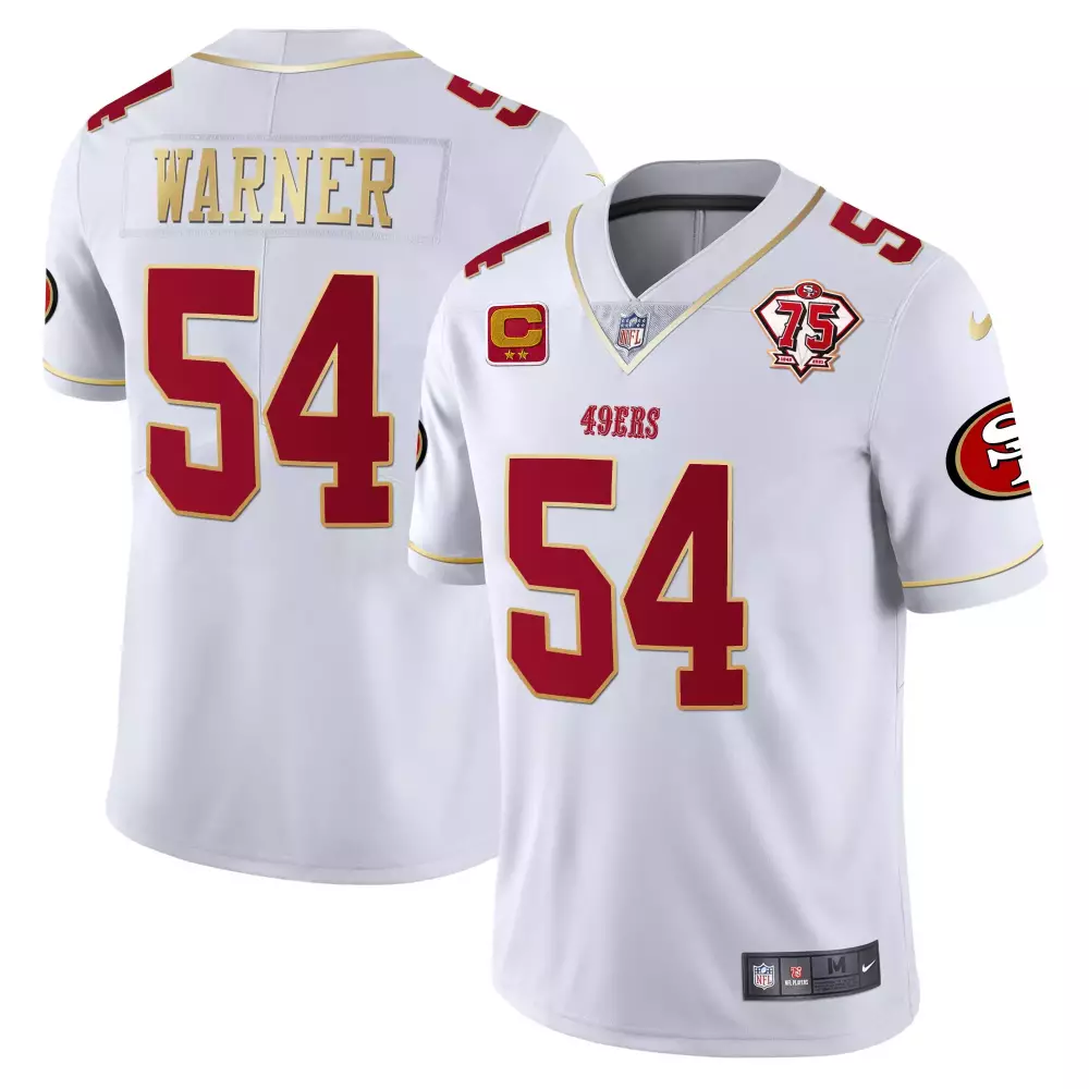 Warner 54 San Francisco 49ers 75th Anniversary Jersey | White Stitched | Game Day Outfit | For Men, Women & Youth