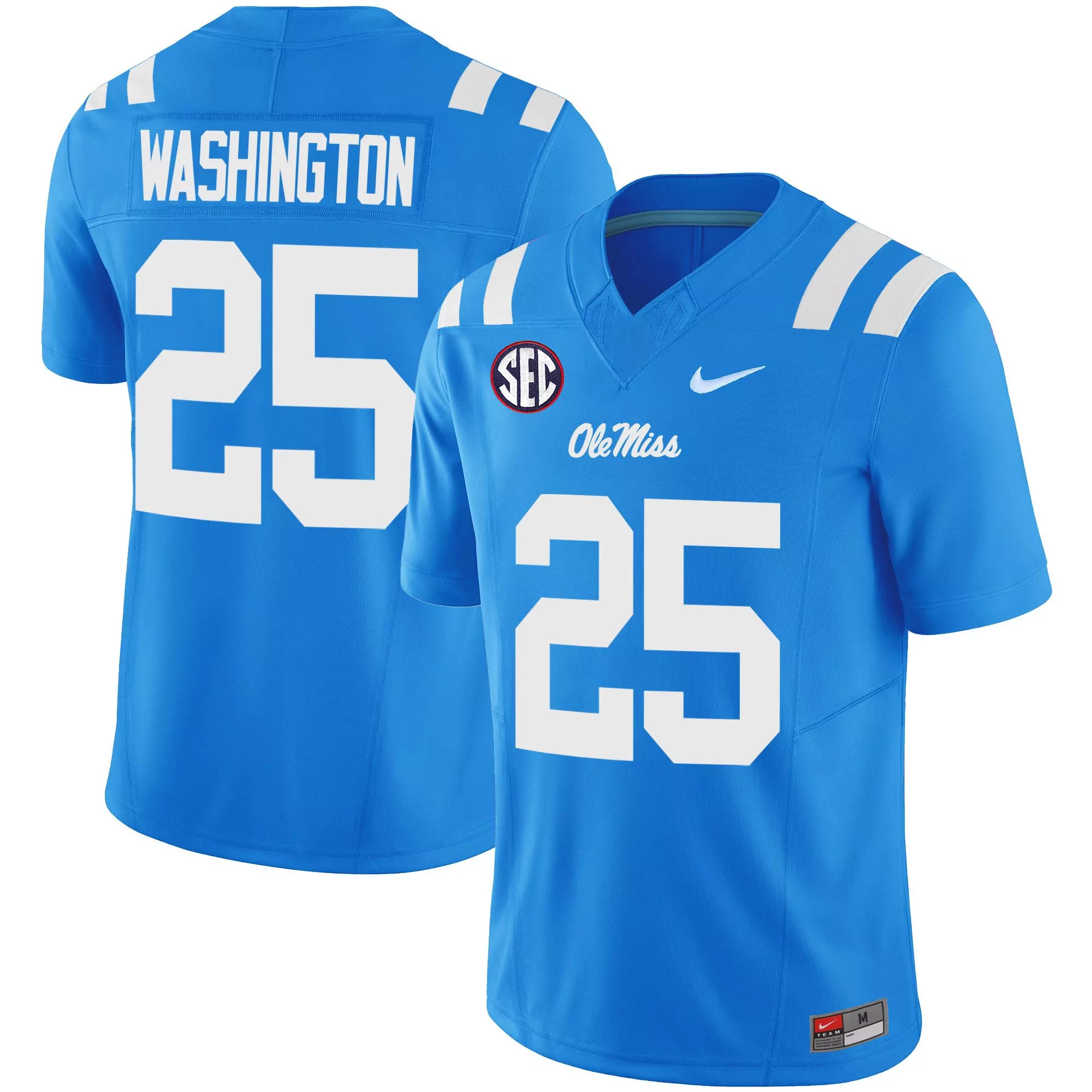 washington 25 men s ole miss rebels 2023 blue stitched jersey with name patch