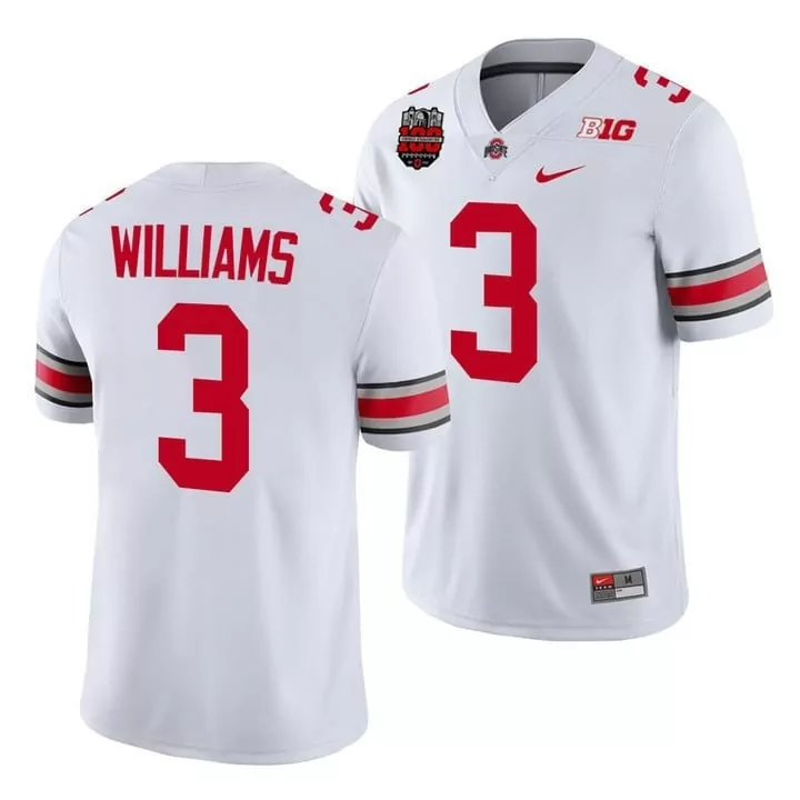 Williams 3 Ohio State Buckeyes White Stitched Jersey | 2022 Style Name Patch | Limited Edition Fan Gear | For Men, Women & Youth