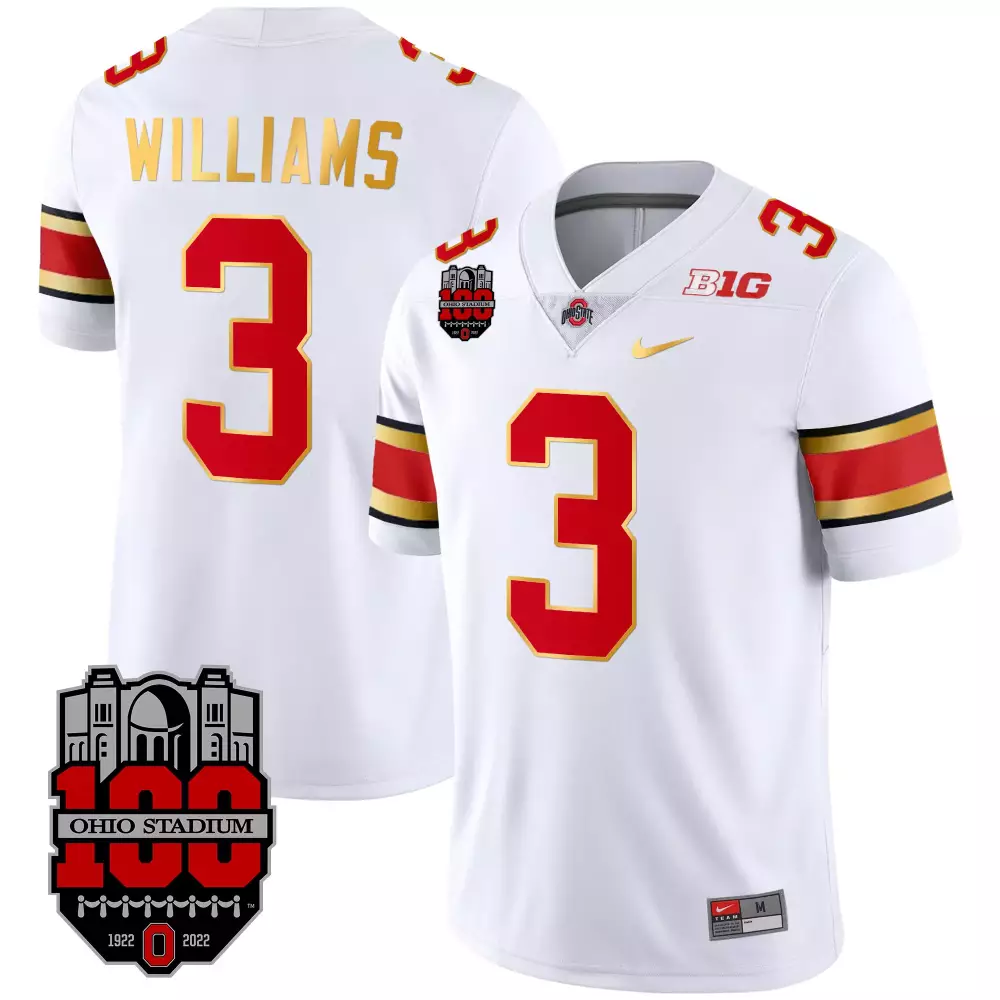 Williams 3 Ohio State Buckeyes White Stitched Jersey | 2022 Style Name Patch | Limited Edition Fan Gear | For Men, Women & Youth