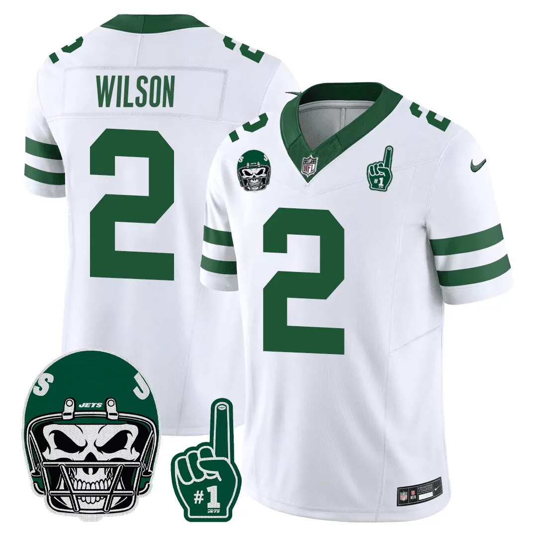 wilson 2 new york jets 2023 men s white all stitched jersey name patch