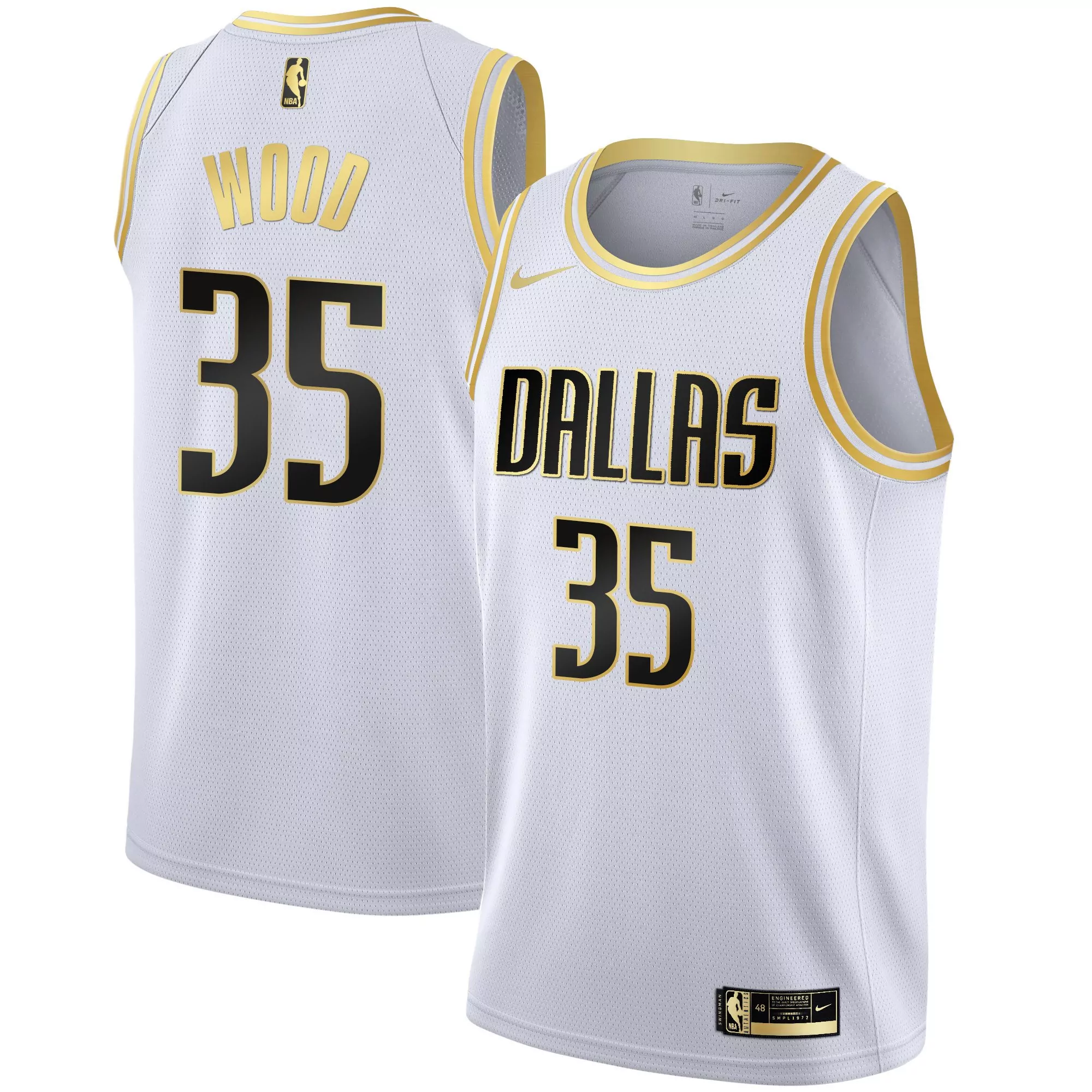 wood 35 dallas mavericks men s black limited stitched jersey 2023 name patch