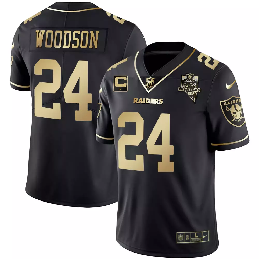 Woodson 24 Men's Las Vegas Raiders Black Stitched Jersey | Name Patch | 2020 Edition Fan Gear | For Men, Women & Youth