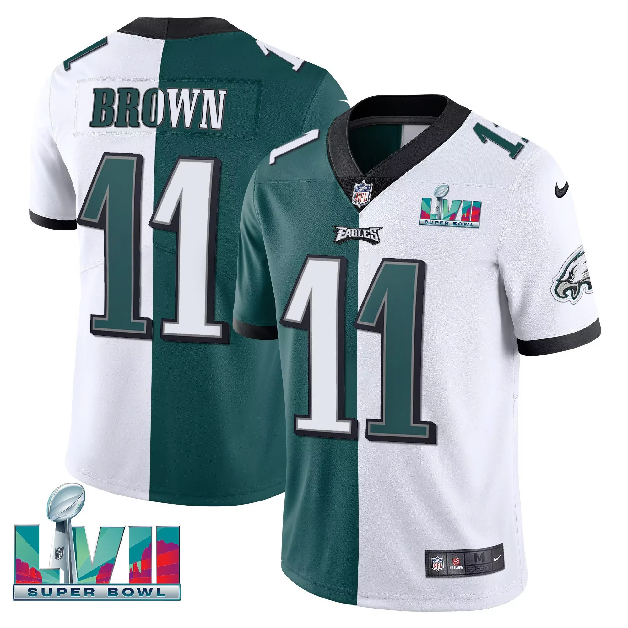 a j brown 11 philadelphia eagles midnight green stitched jersey name patch men s 2023
