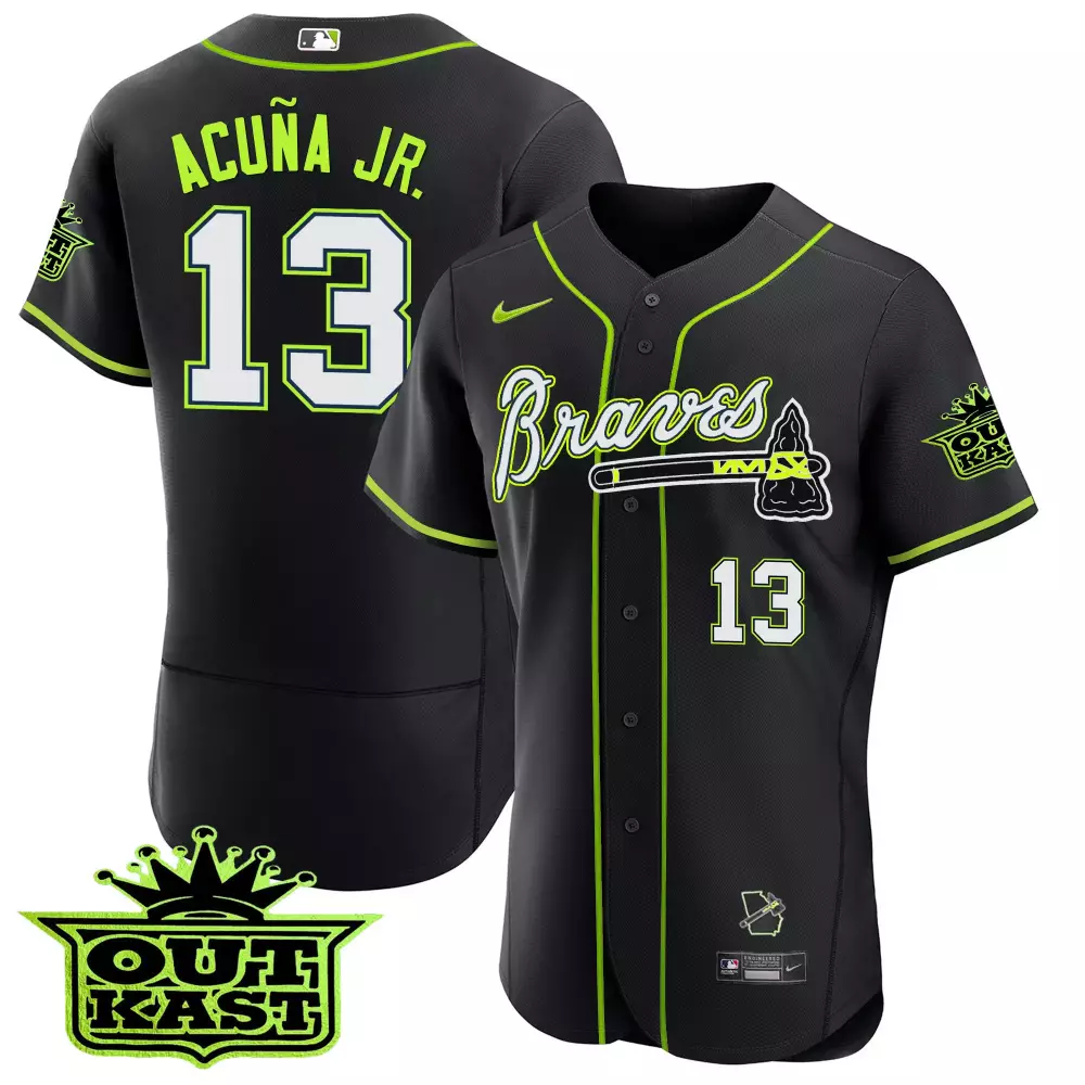 acua jr 13 atlanta braves black nike all stitched vapor jersey outkast edition