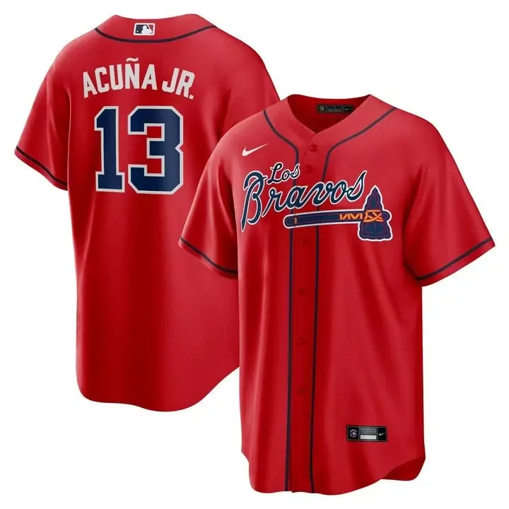 acua jr 13 atlanta braves red all stitched vapor jersey 2023 men s