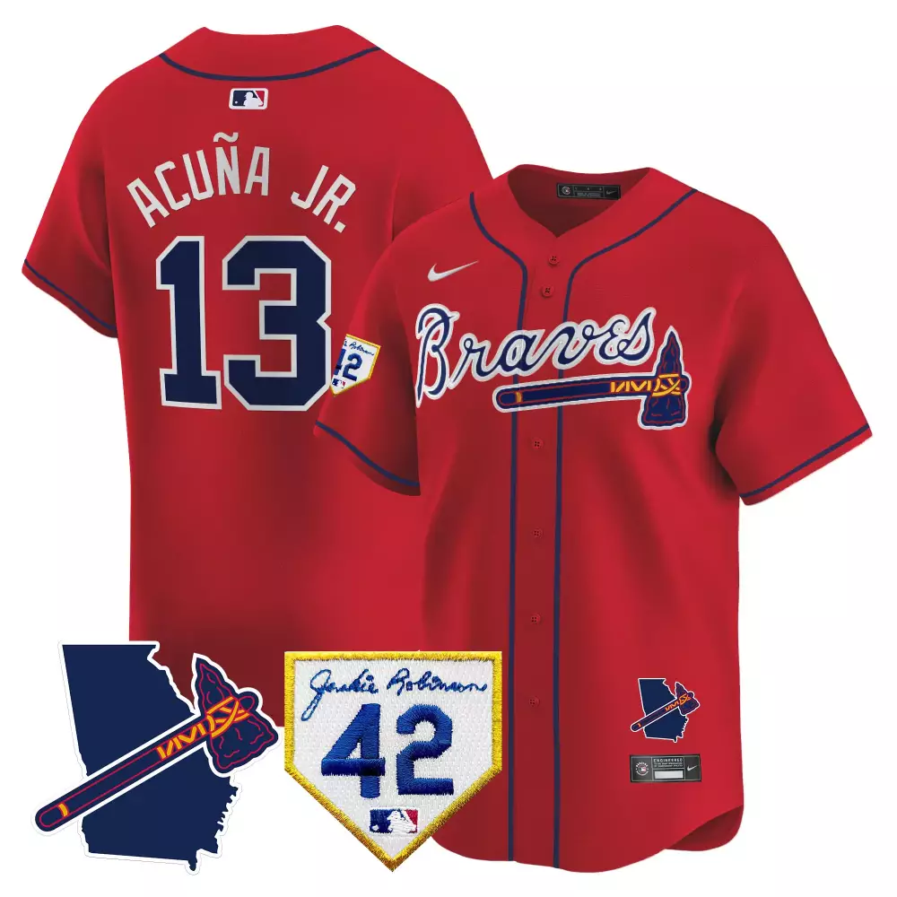 acua jr 13 atlanta braves red all stitched vapor jersey 2023 men s