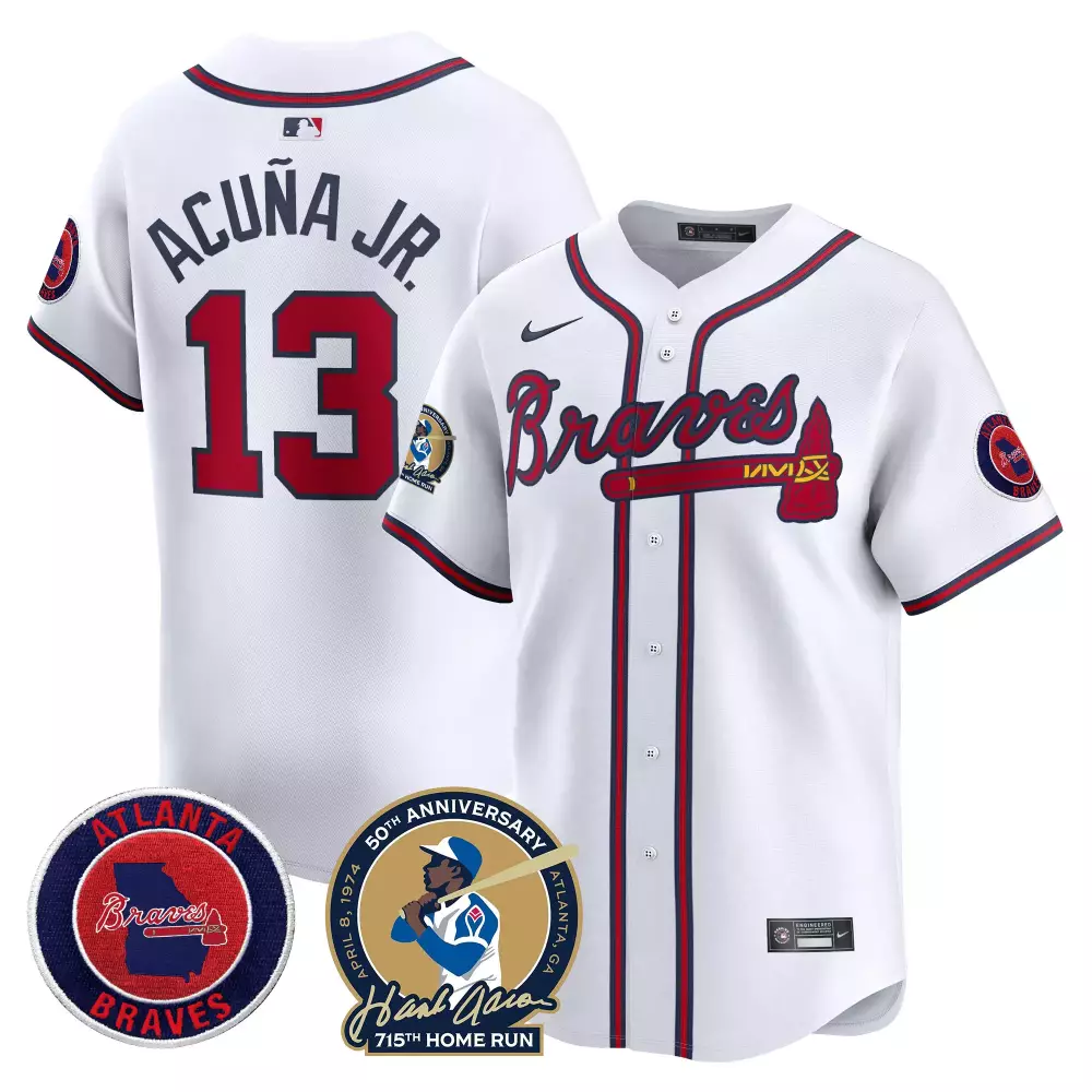 acua jr 13 atlanta braves white stitched jersey with name patch 2024 women s style