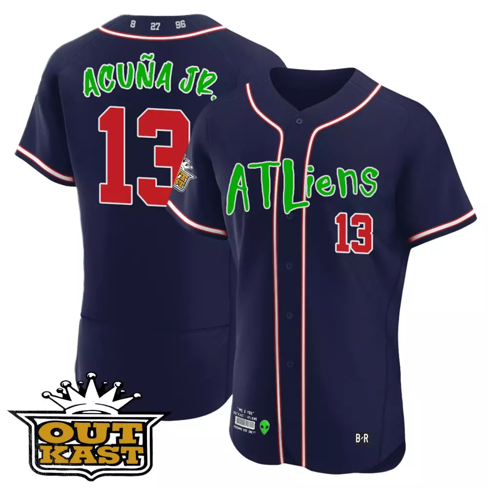 acuna jr 13 atlanta braves men s white blue stitched jersey name patch 1974 50th anniversary