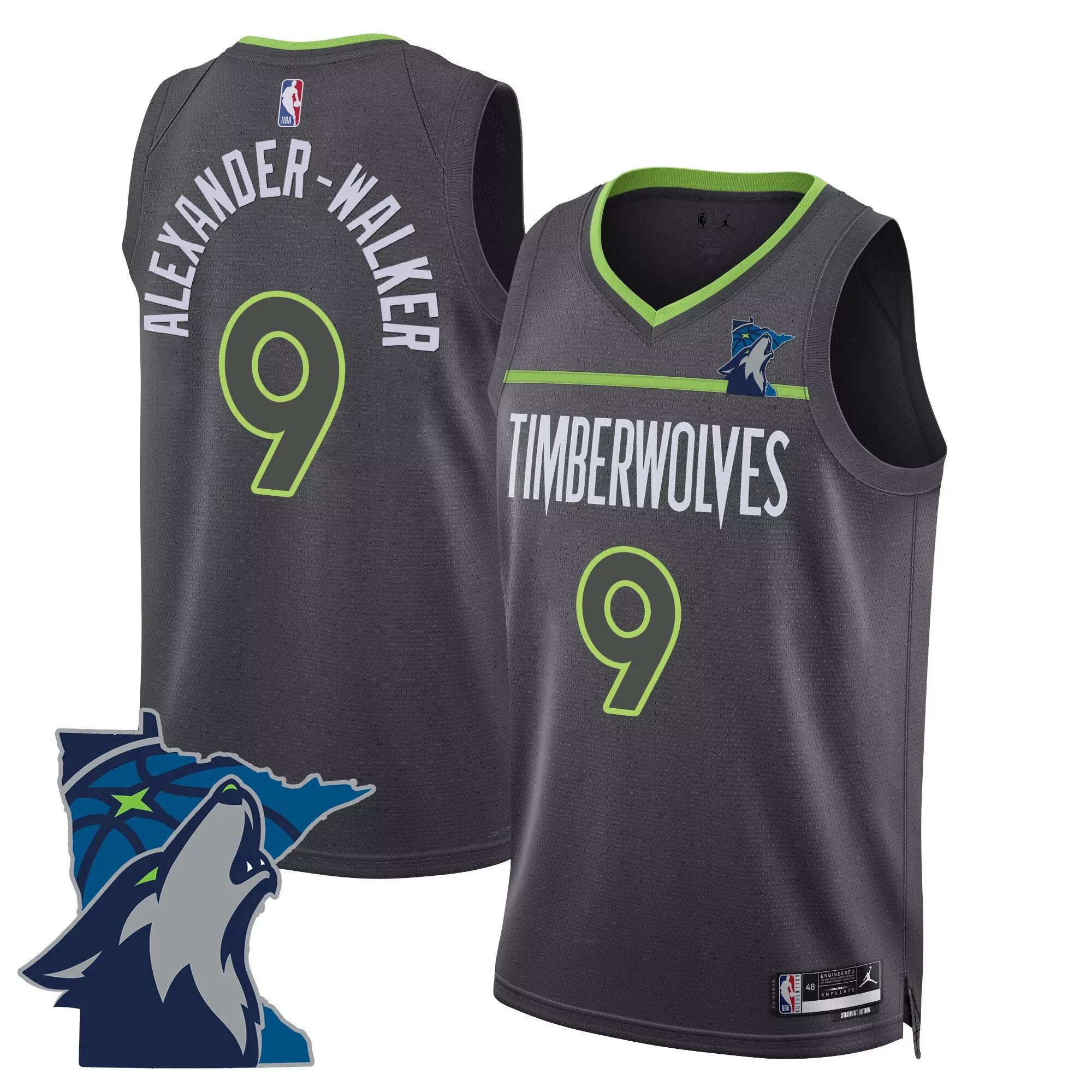 alexander walker 9 men s vapor jersey minnesota timberwolves white howl edition 2025