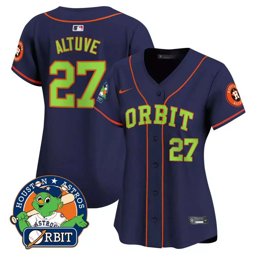 Altuve 27 Houston Astros Navy Stitched Jersey | Unisex Mickey Mouse Style 2023 Name Patch | Fun Fan Gear | For Men, Women & Youth