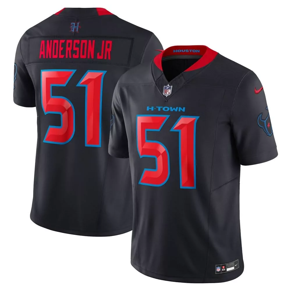 Anderson Jr 51 Houston Texans Color Rush Navy Jersey | All Stitched Men's Style Name Patch 2023 | For Men, Women & Youth