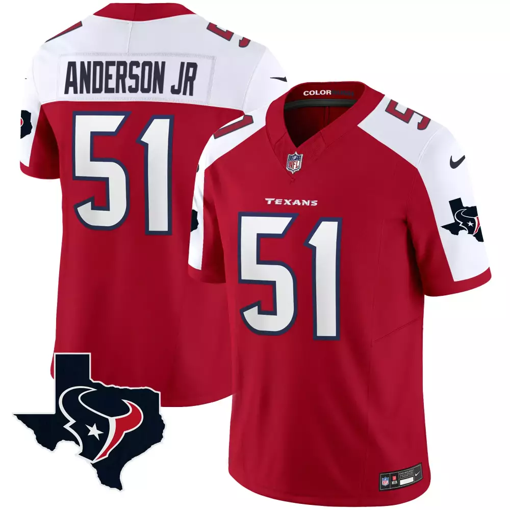 Anderson Jr. 51 Houston Texans Red Navy Stitched Jersey | 2023 AFC South Champions | Fan Gear for Men, Women & Youth