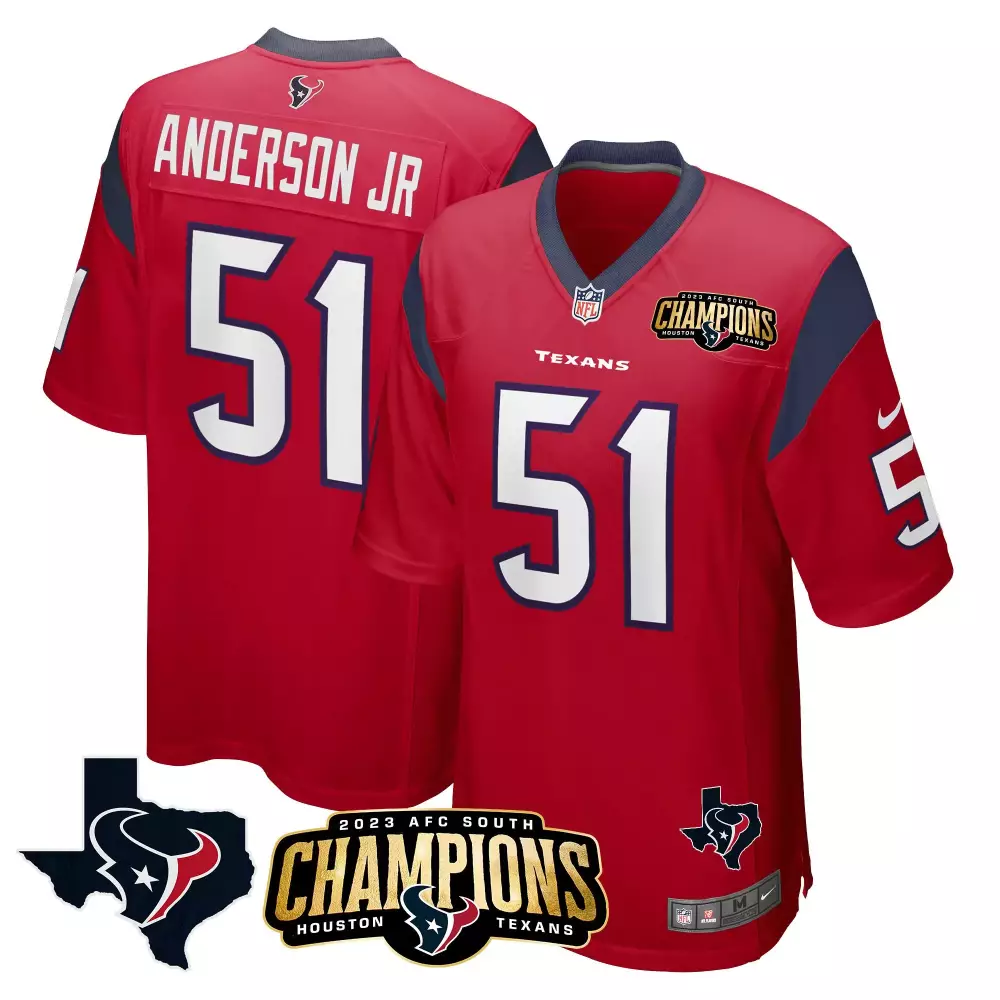 Anderson Jr. 51 Houston Texans Red Stitched Vapor Limited Jersey | 2024 Style | Fan Gear for Men, Women & Youth