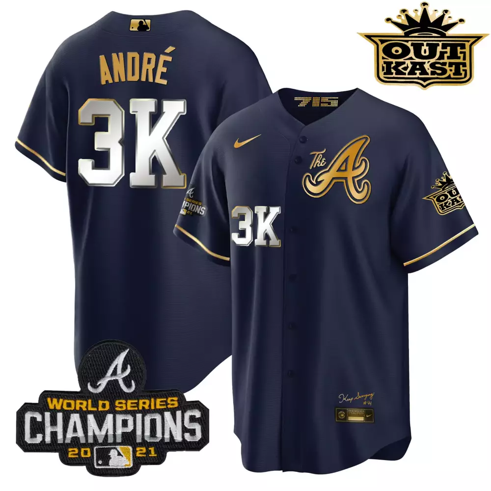 andr 3k atlanta braves navy jersey 2021 all stitched vapor outkast 150th anniversary