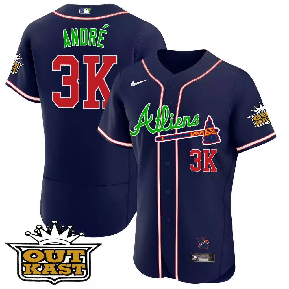 andr 3k atlanta braves navy stitched jersey men s name patch 2023