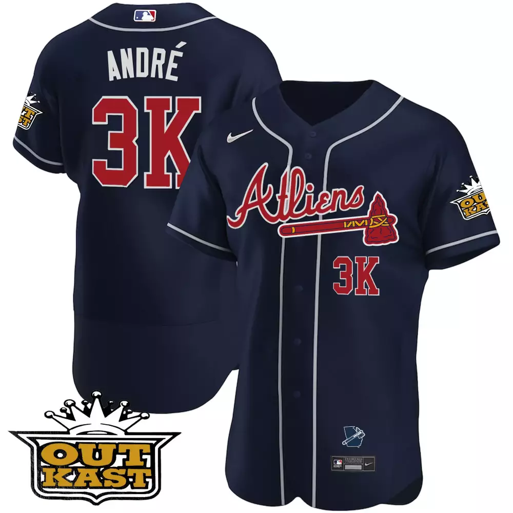 andr 3k atlanta braves navy stitched jersey men s name patch 2023