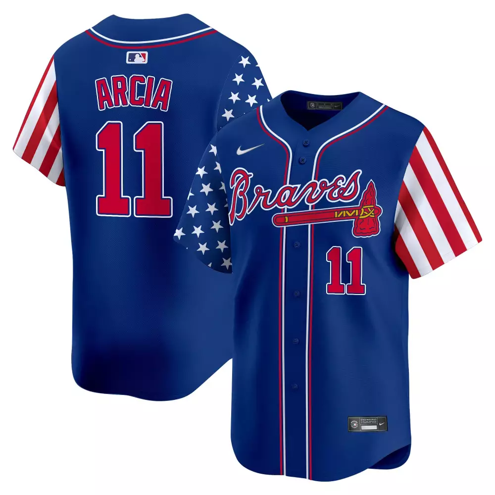 arcia 11 atlanta braves 2024 independence day vapor premier limited jersey blue