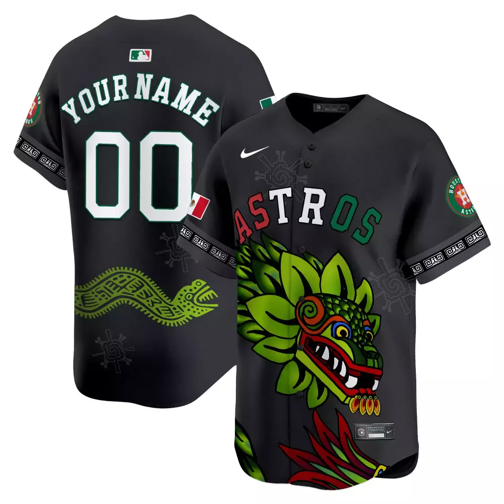 Astros Black Custom Jersey | All Stitched Vapor Jersey 2023 Edition Aztec Theme | For Men, Women & Youth