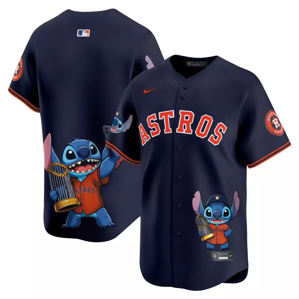 Astros 2023 Unisex Stitched Jersey | Navy with Lilo and Stitch Design | Fan Gear for Men, Women & Youth