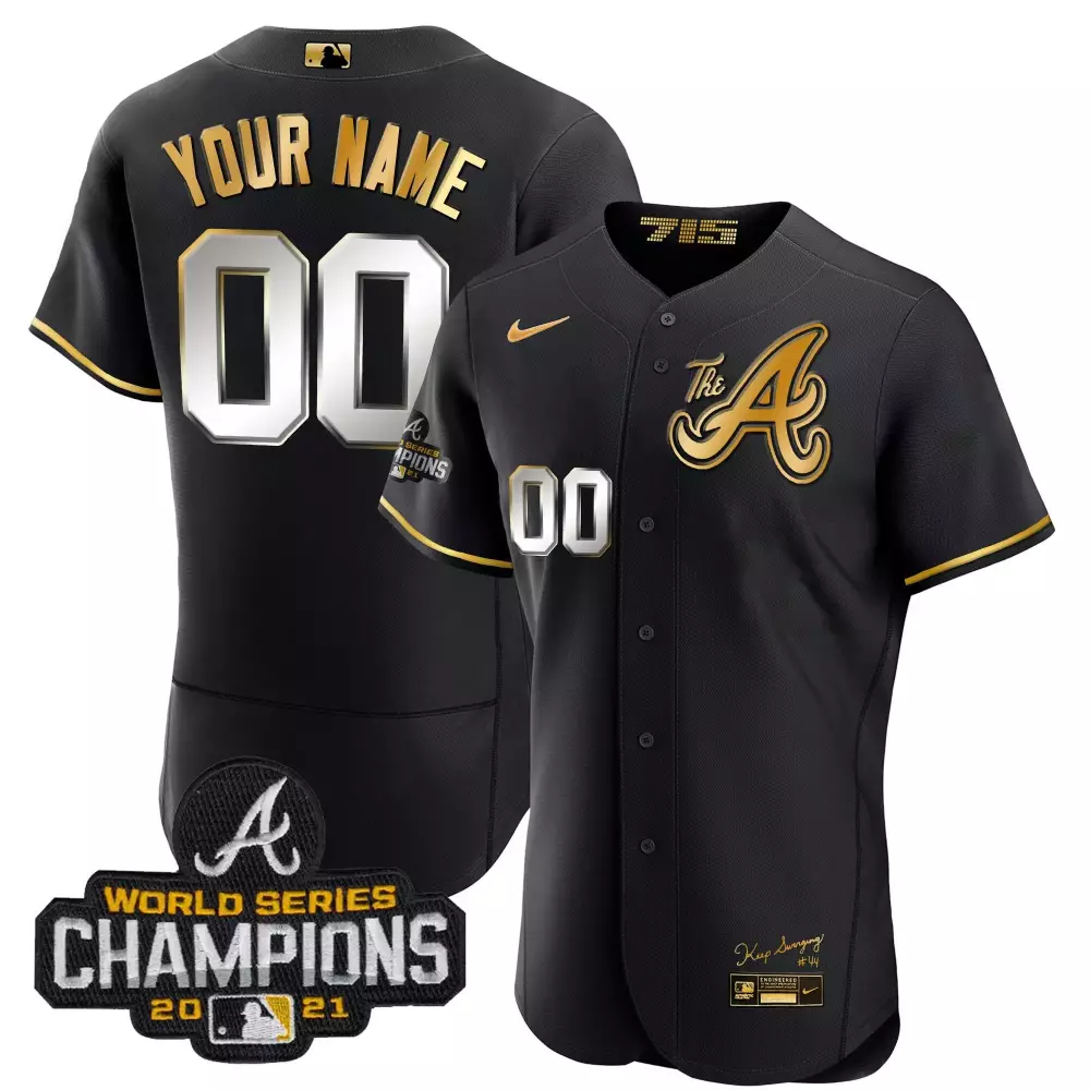 atlanta braves black all stitched custom jersey with name patch 2023 men s style