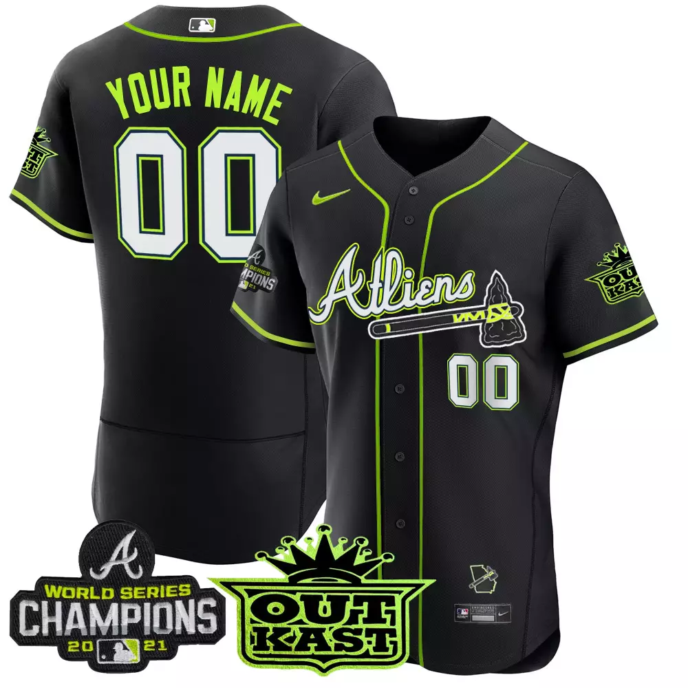 atlanta braves black custom jersey world series champions 2021 all stitched vapor jersey
