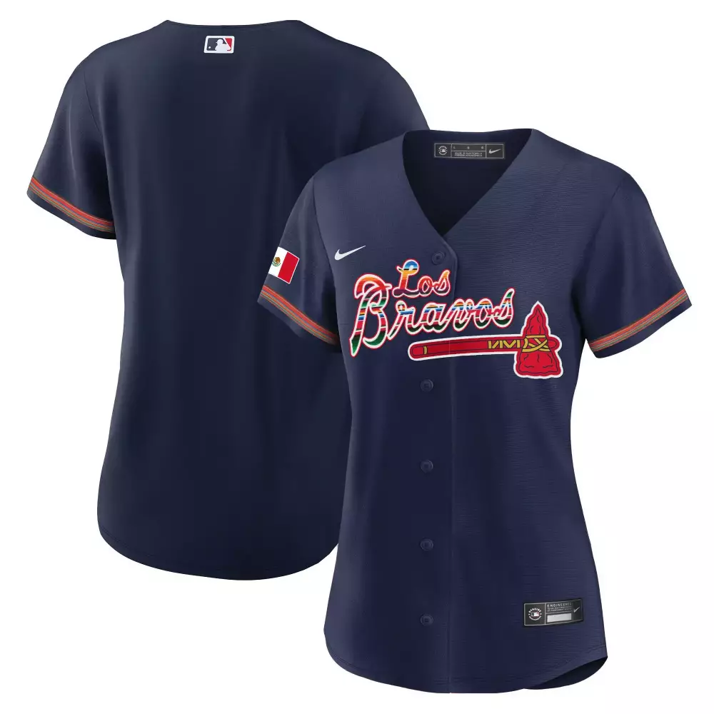 Los Bravos Name Patch Atlanta Braves 2023 Stitched Jersey | Navy | Custom Fan Gear | For Men, Women & Youth