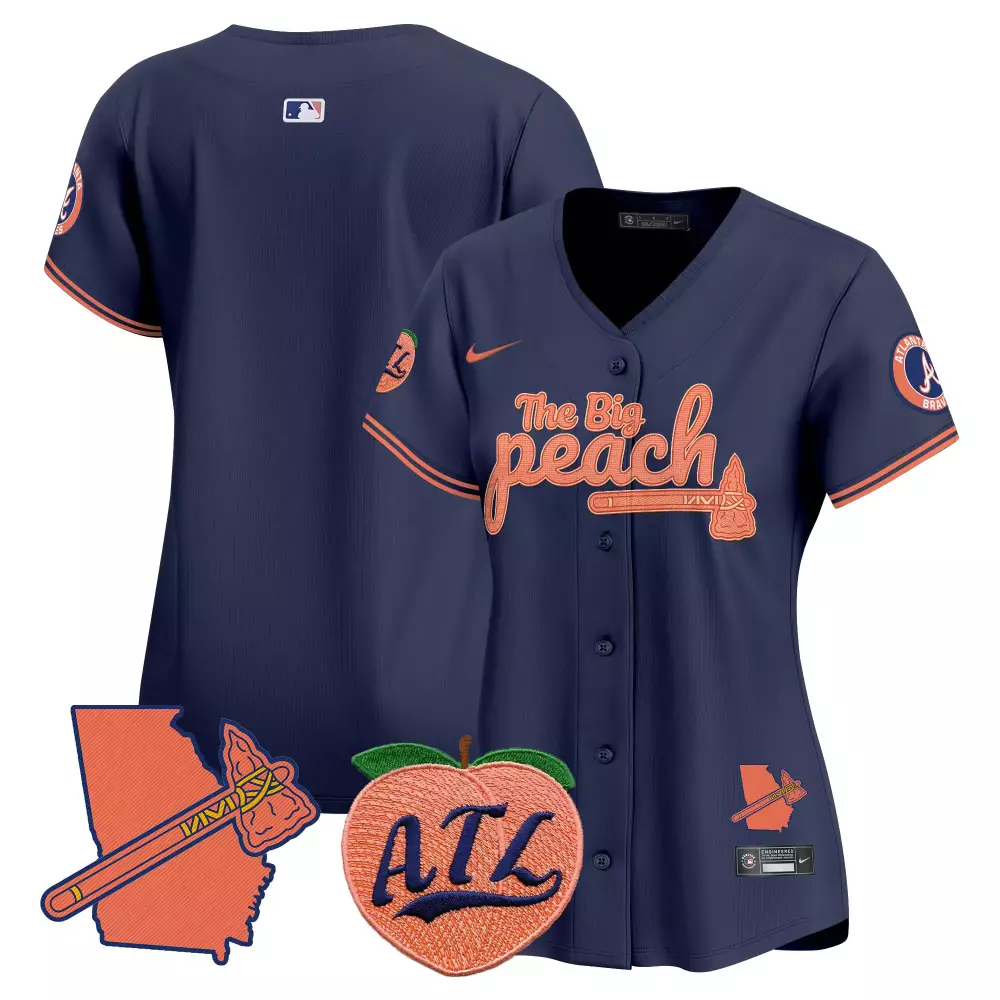 The Big Peach Atlanta Braves 2023 Stitched Jersey | Navy | Custom Fan Gear | For Men, Women & Youth