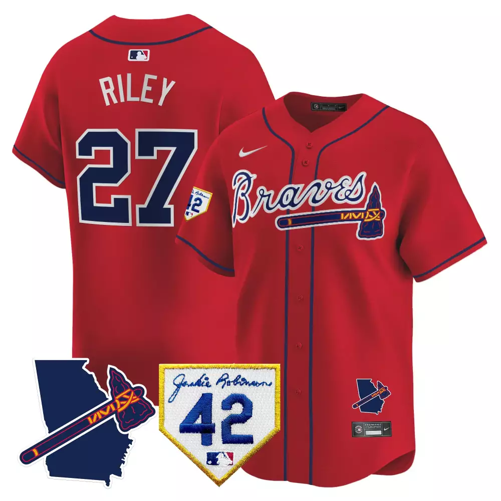 austin riley 27 atlanta braves 2024 red all stitched vapor premier limited jersey