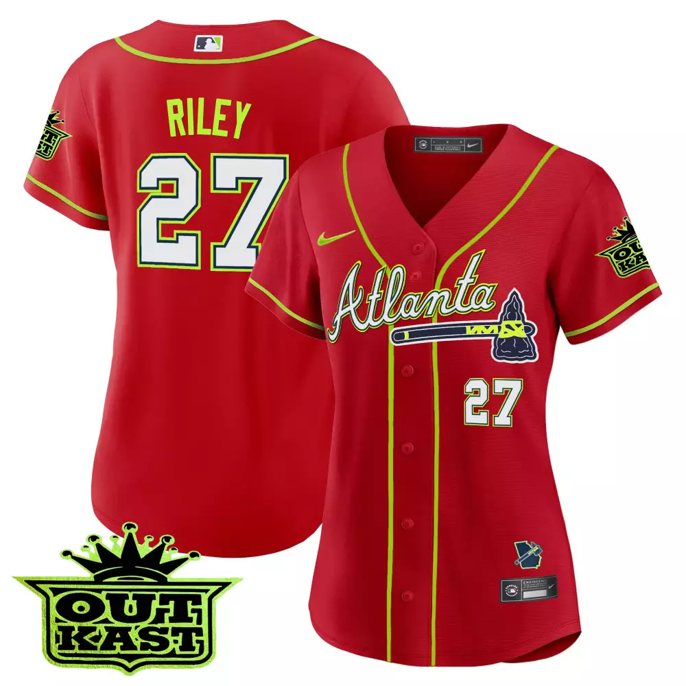 austin riley 27 atlanta braves red outkast all stitched vapor jersey 2023