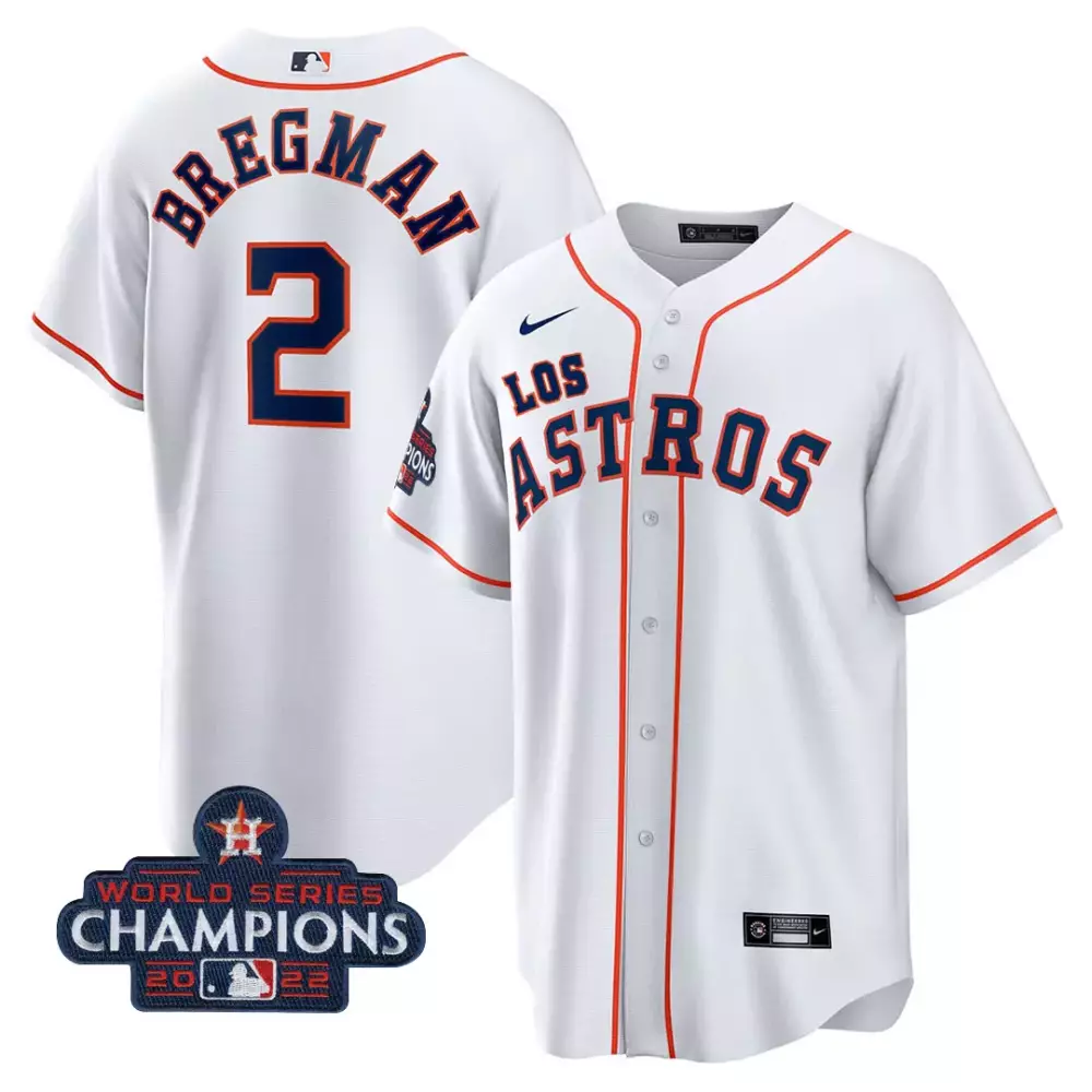 Bergman 2 Los Astros 2022 Men's White All Stitched Vapor Jersey | World Series Champions Patch | For Men, Women & Youth