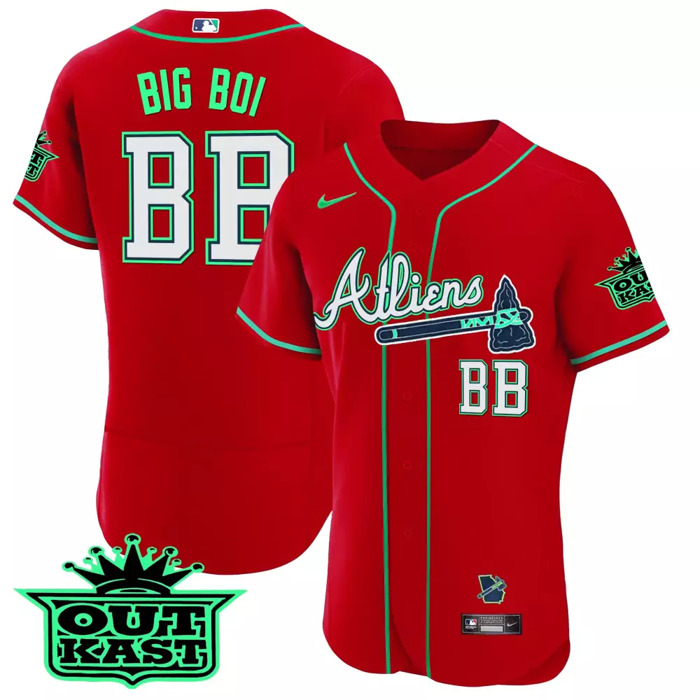 Big Boi BB Atlanta Braves Red Outkast Vapor Jersey | All Stitched Design | Limited Edition Fan Gear | For Men, Women & Youth