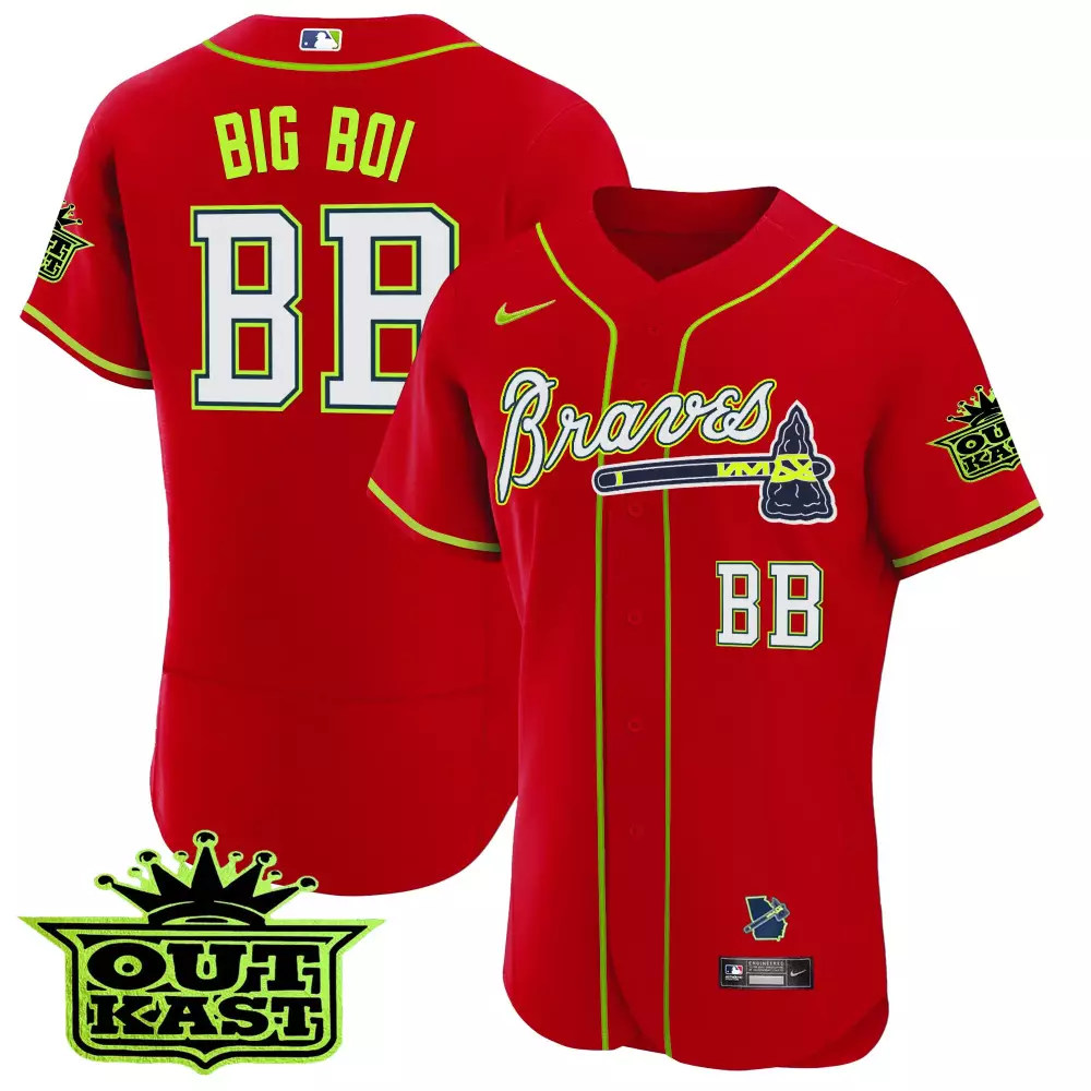 Big Boi BB Atlanta Braves Red Outkast Vapor Jersey | All Stitched Design | Limited Edition Fan Gear | For Men, Women & Youth