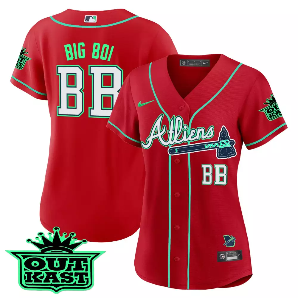 Big Boi BB Atlanta Braves Red Outkast Vapor Jersey | All Stitched Design | Limited Edition Fan Gear | For Men, Women & Youth
