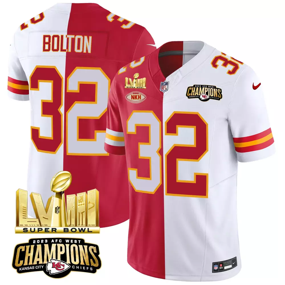 Bolton 32 Kansas City Chiefs 2023 Champions Stitched Vapor Jersey | Classic Red Style | Game Day Outfit for Men, Women & Youth