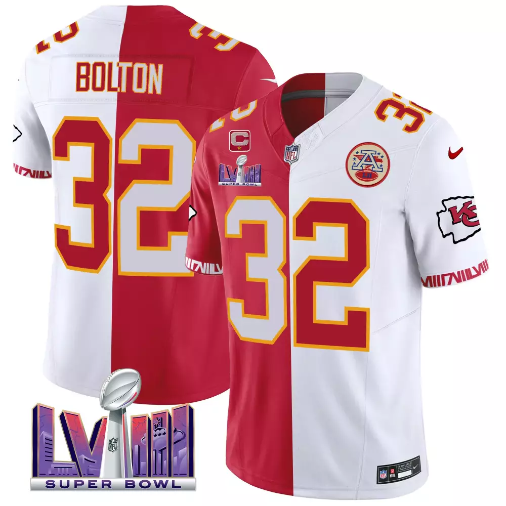 Bolton 32 Kansas City Chiefs Super Bowl LVIII Stitched Jersey | Red White Vapor Style | Limited Edition Fan Gear | For Men, Women & Youth