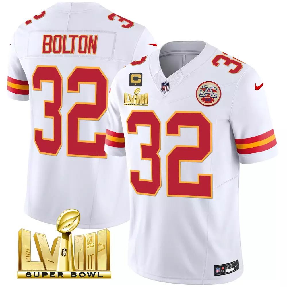 Bolton 32 Kansas City Chiefs Super Bowl LVIII Stitched Jersey | Red White Vapor Style | Limited Edition Fan Gear | For Men, Women & Youth