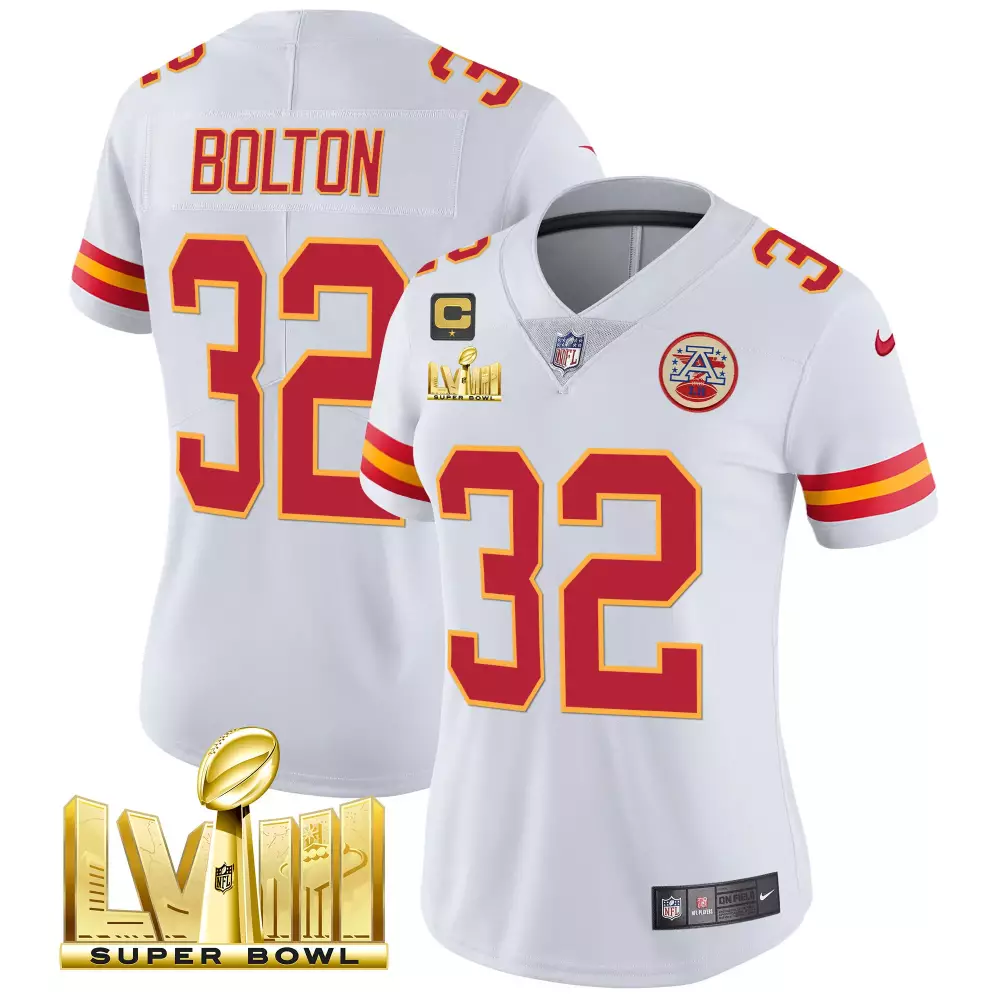 Bolton 32 Kansas City Chiefs 2023 Vapor Jersey | White Super Bowl LVIII All Stitched | For Men, Women & Youth
