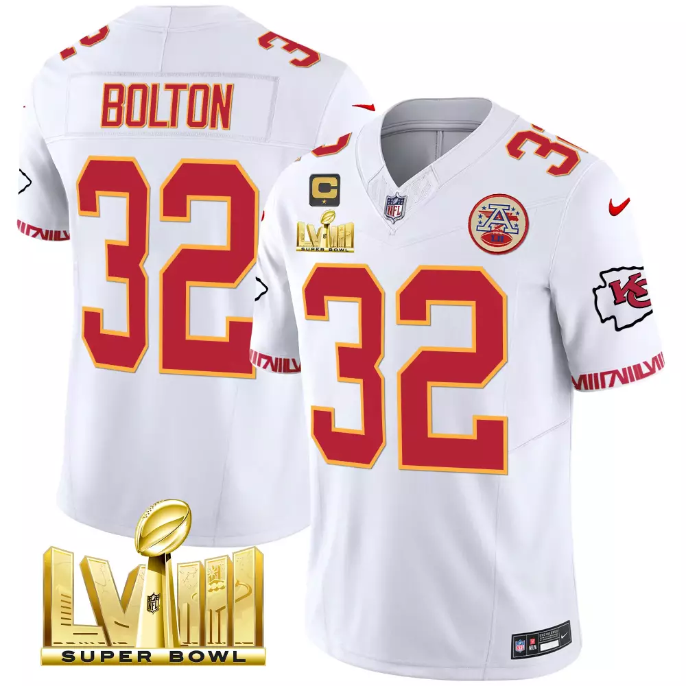 Bolton 32 Kansas City Chiefs 2023 Vapor Jersey | White Super Bowl LVIII All Stitched | For Men, Women & Youth