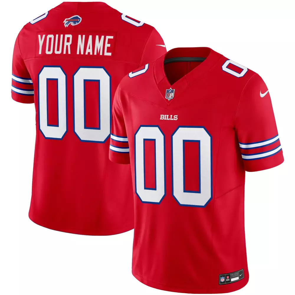 Buffalo Bills Red All Stitched Vapor Limited Jersey 2023 | Custom Name 00 | For Men, Women & Youth