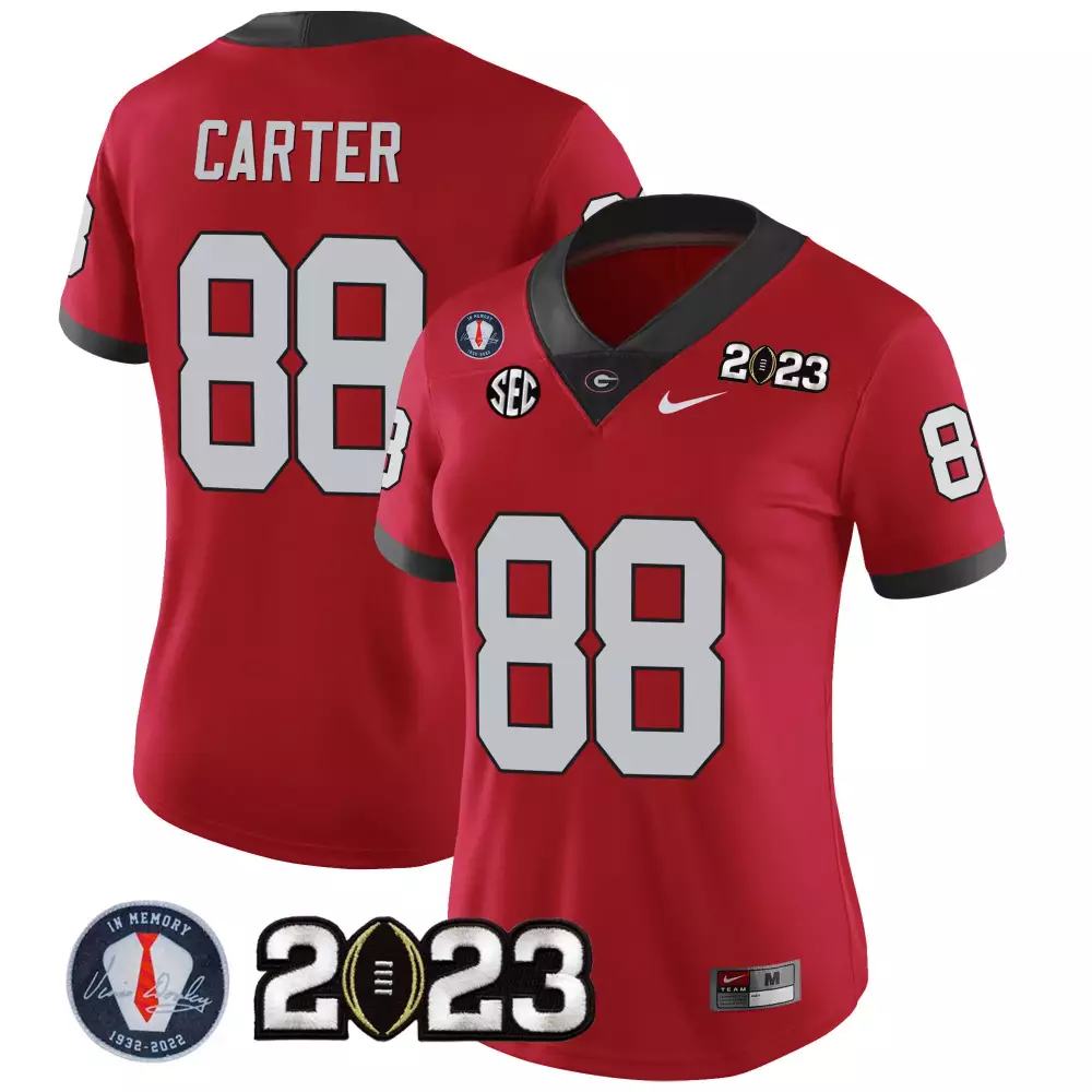 Carter 88 Georgia Bulldogs 2023 Women's Red Stitched Vapor Jersey | In Memory Patch | Fan Gear for All