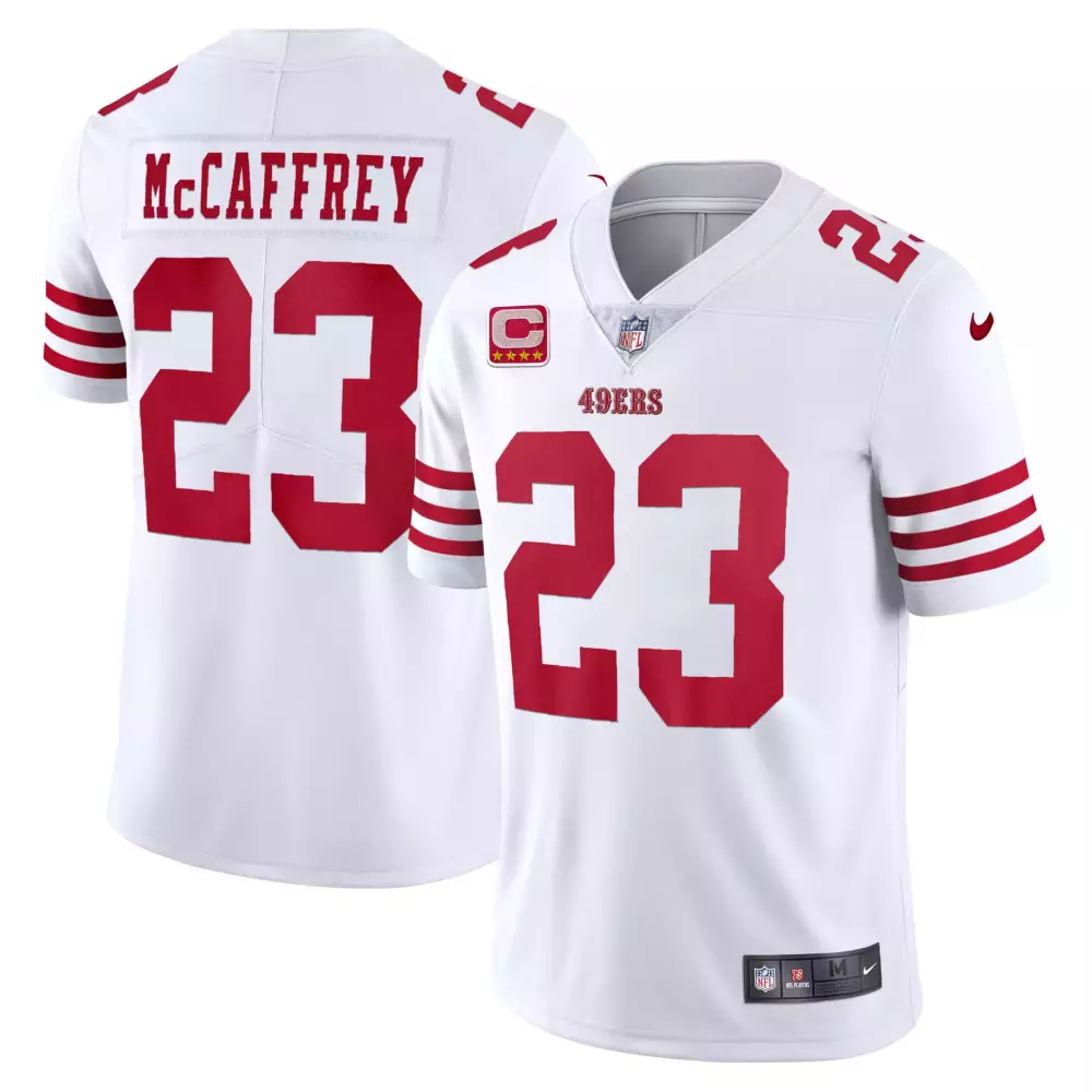 Christian McCaffrey 23 San Francisco 49ers Red All Stitched Vapor Jersey | 2023 Youth Edition | Fan Gear | For Men, Women & Youth