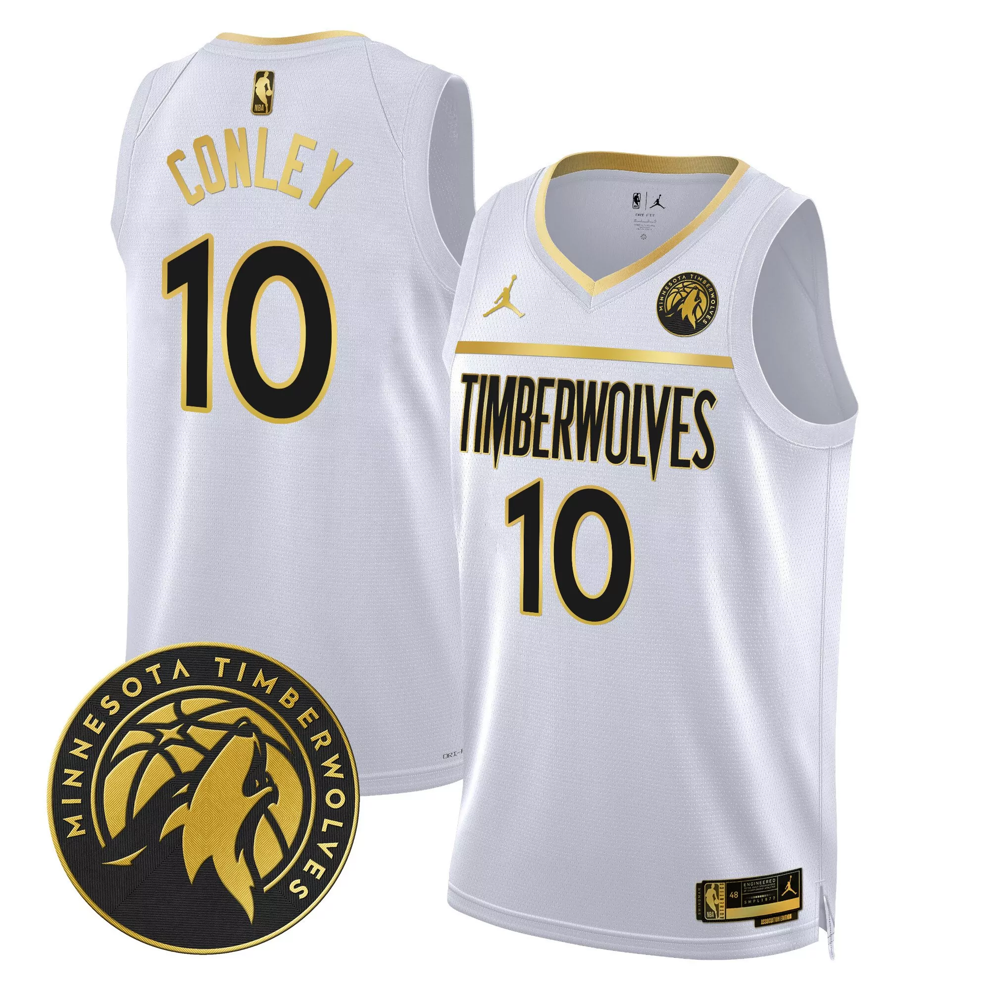 conley 10 minnesota timberwolves white all stitched jersey name patch men s style 2024