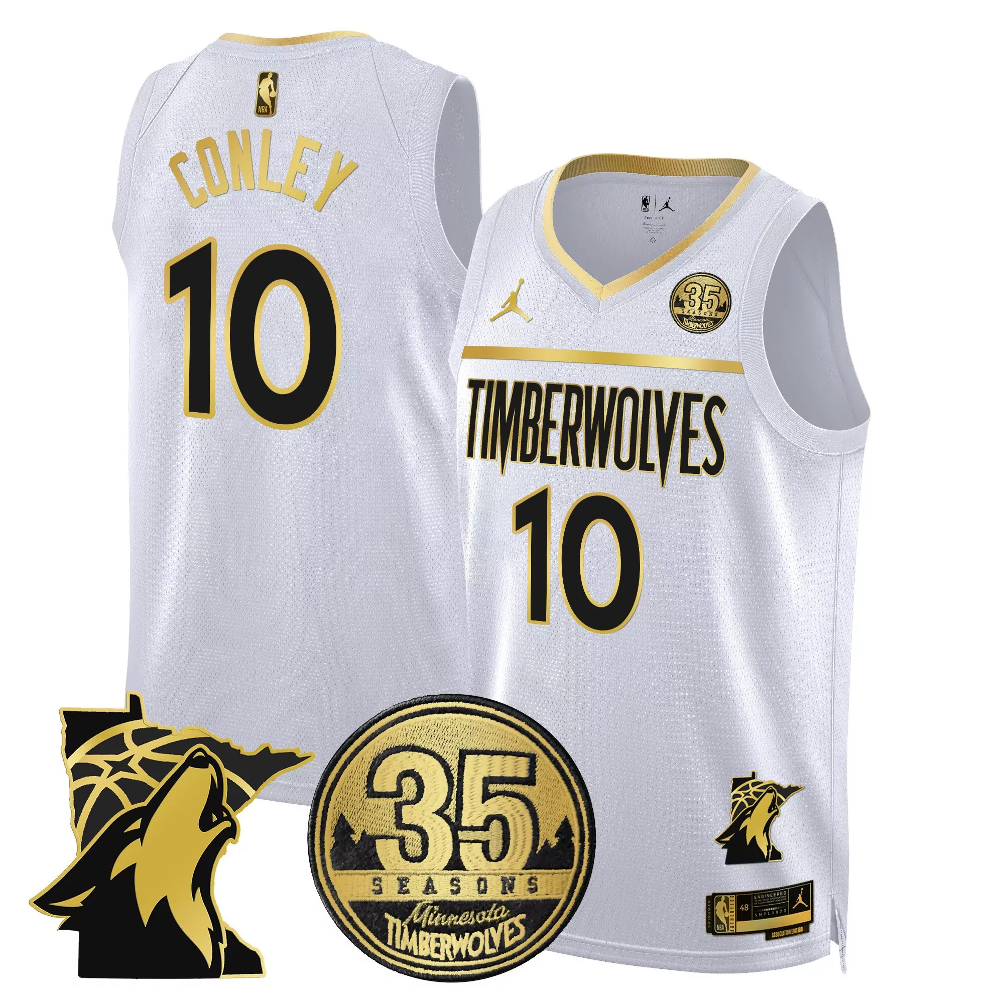 conley 10 minnesota timberwolves white all stitched jersey name patch men s style 2024