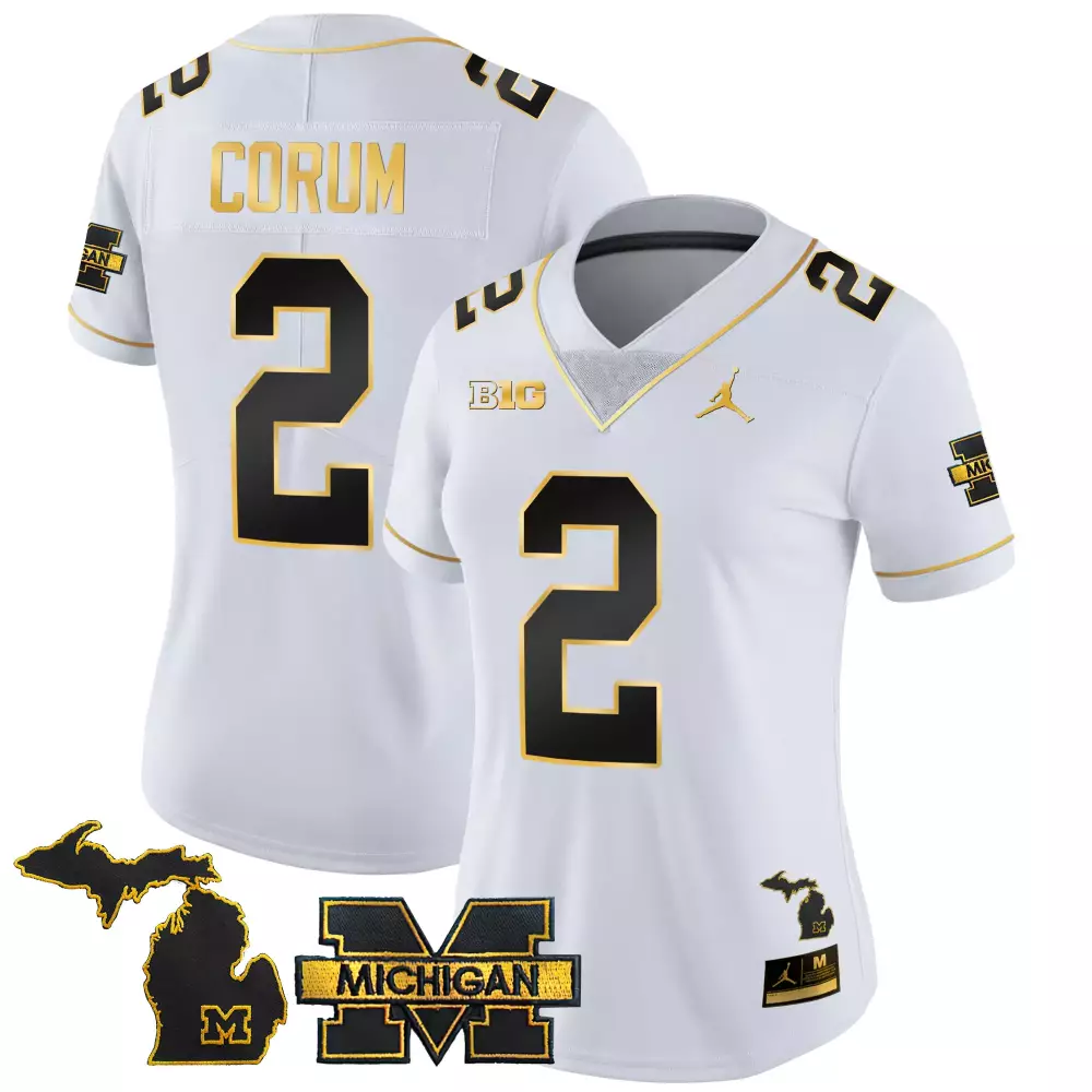 Corum 2 Michigan Wolverines Yellow All Stitched Youth Jersey Name Patch 2023 Rose Bowl Game