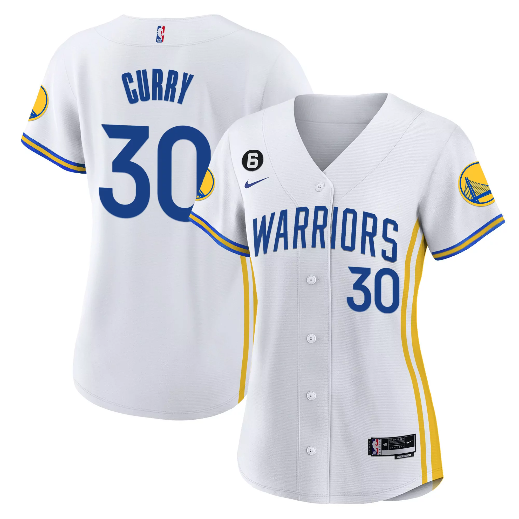 curry 30 golden state warriors 2023 men s all stitched vapor jersey white yellow patch 6
