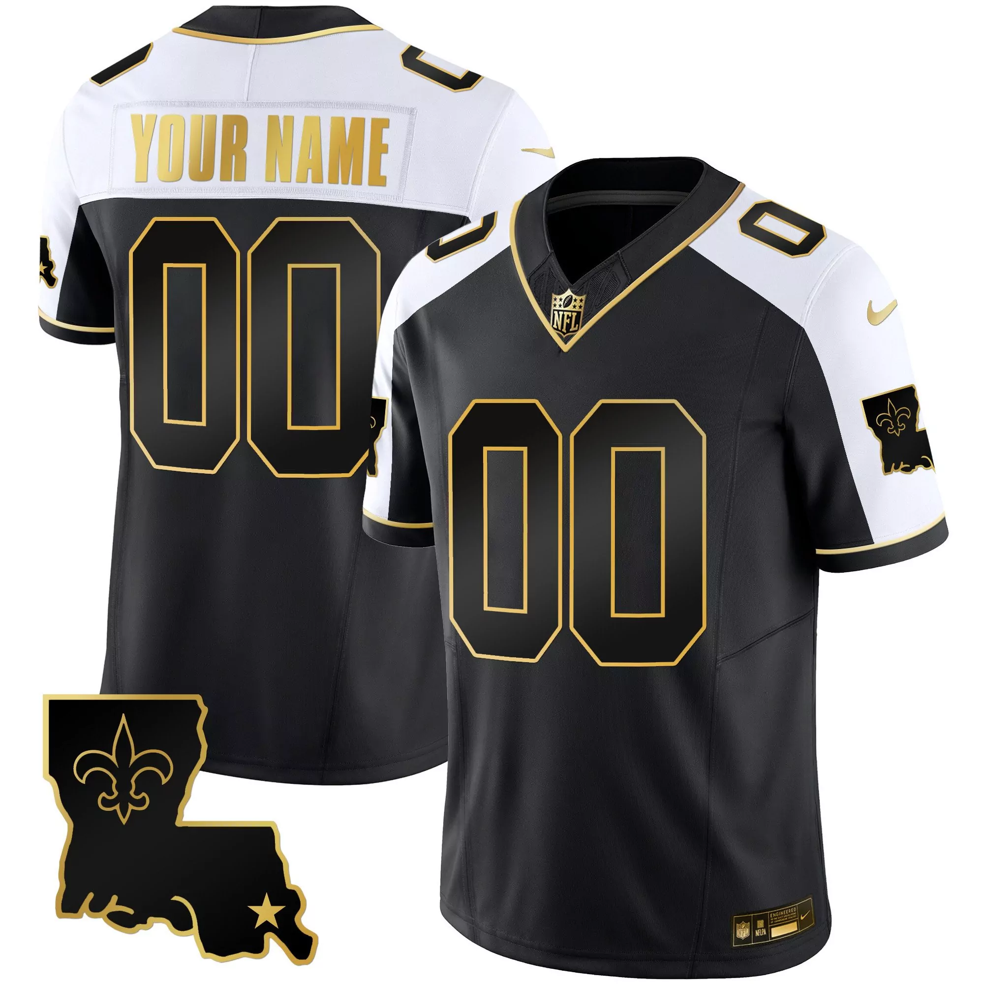 custom black new orleans saints jersey all stitched vapor 1987 edition