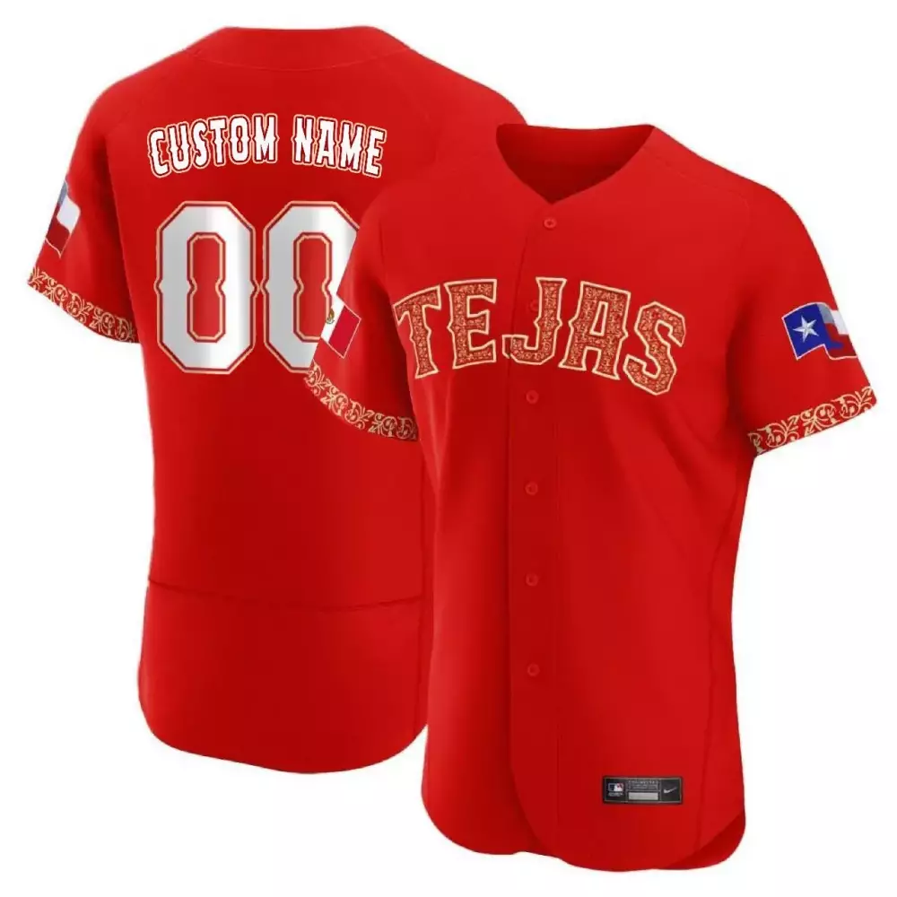 Custom 00 Red Texas Rangers Stitched Jersey | Name Patch Men's Style 2023 | For Men, Women & Youth