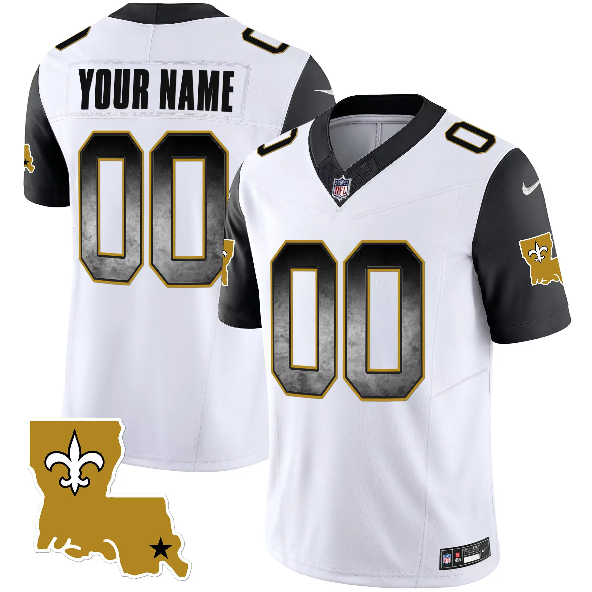 custom new orleans saints white all stitched vapor jersey your name 00