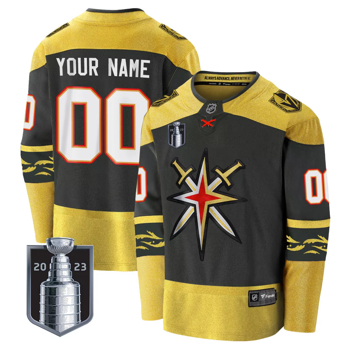 custom black vegas golden knights 2023 stanley cup champions all stitched vapor jersey